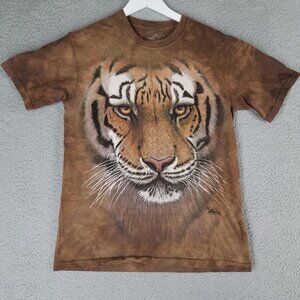The Mountain T-Shirt Adult Small Tiger Brown Tie-Dye Casual Crewneck 2011